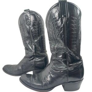 Vintage Tony Lama Snakeskin Western Boots Men's Size 9 D Black USA Style 8892